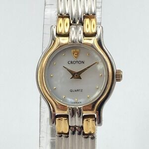 Vtg Croton Womens Watch 20mm Gold Silver Two Tone MOP Dial WR New Battery 7.25"
